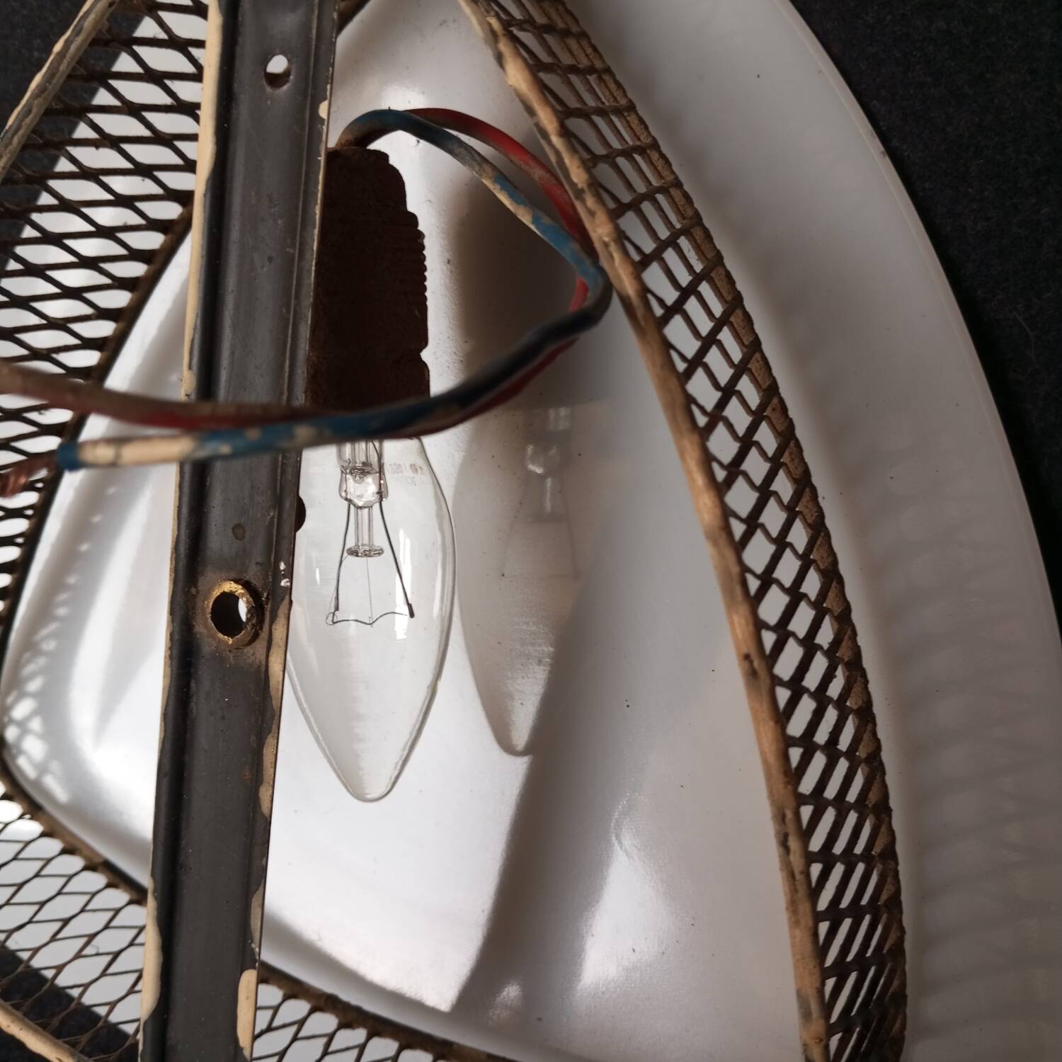 1950s ceiling light in metal and plexiglass