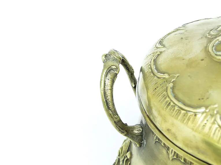 Rococo sugar bowl, silver-plated brass, Poland, early 20th century