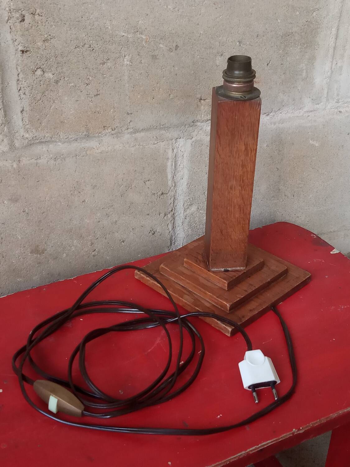 Pied de lampe en chêne années 50