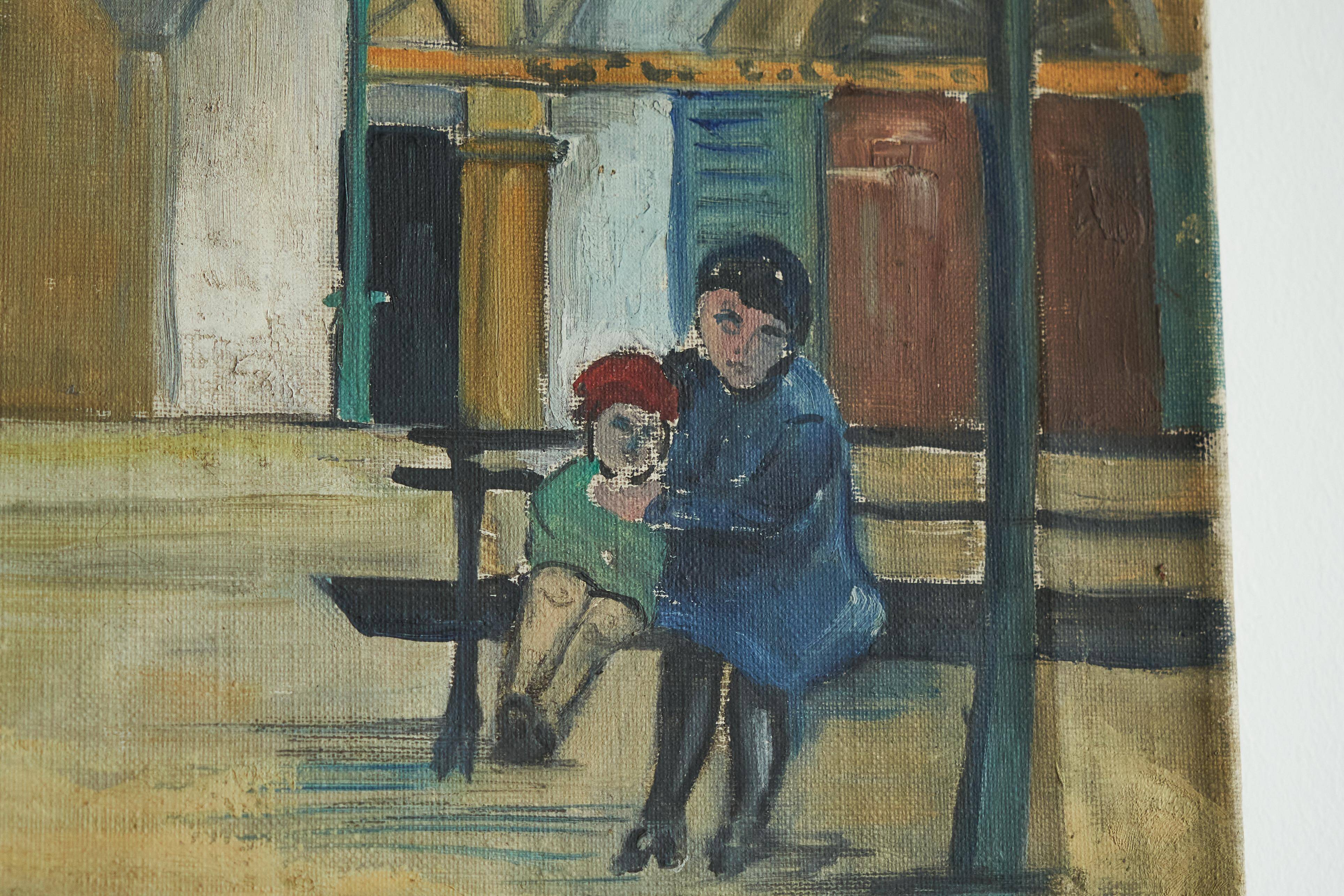 Fritz Stäger 'Dorfanger' Huile sur Toile 1928