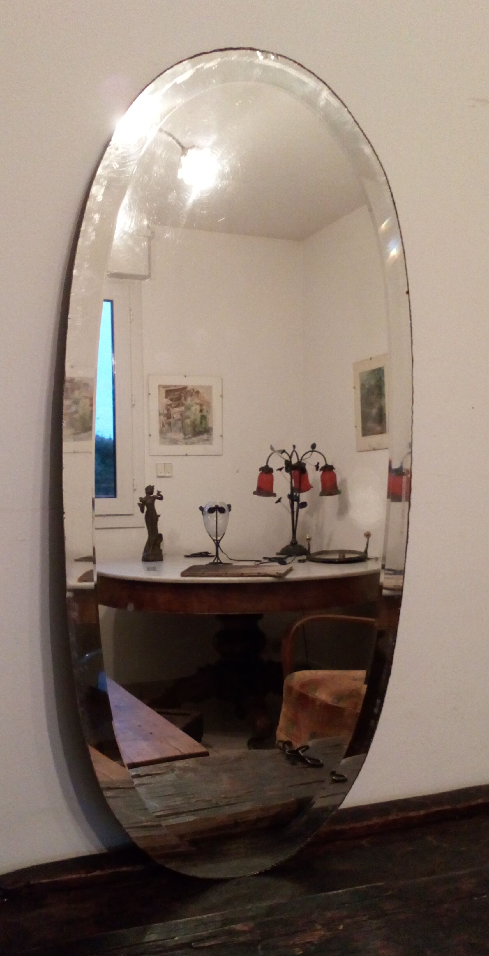 Miroir ovale biseauté 39x84cm