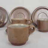 4 Norman coffee cups / Puisaye / Pyrite stoneware