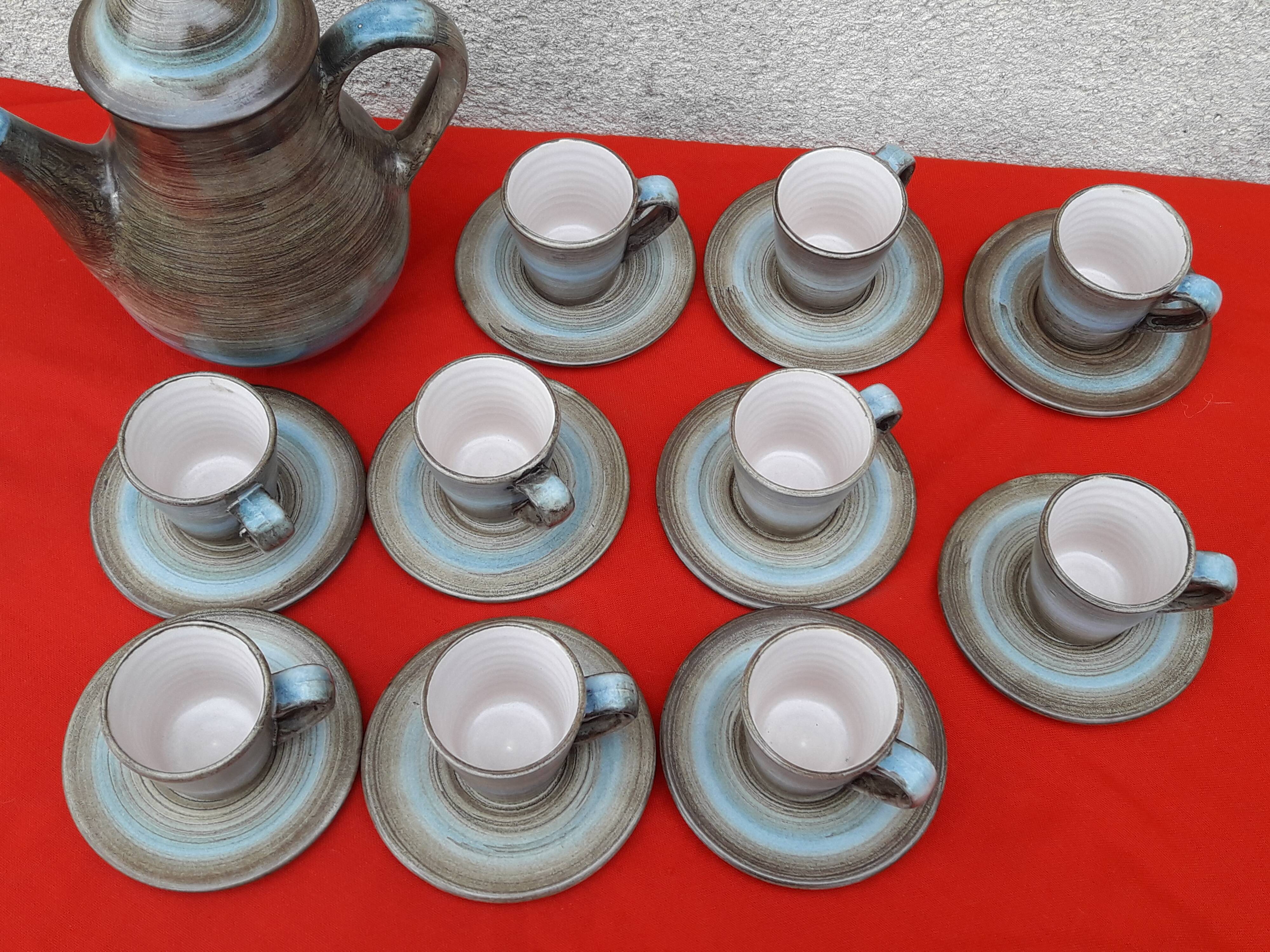 Coffee service in longchamp sandstone grey and brown 10 people