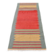 2x6 Kilim Salmon & Red Modern Decorative Wool Kilim Rug, 73x188 Cm