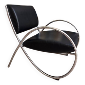 Fauteuil design vintage tubulaire chromé – Style Bauhaus / années 70-8