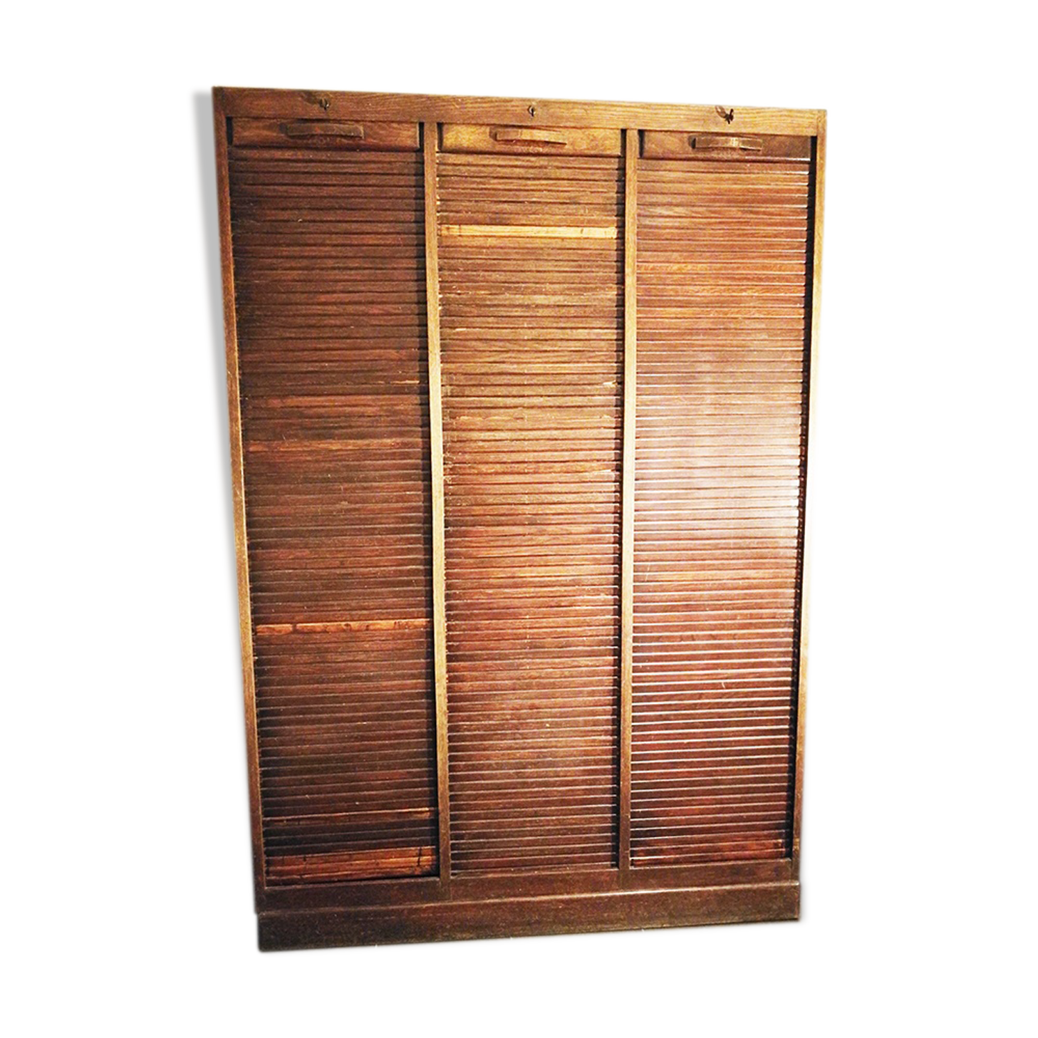 Meuble classeur à triple rideau vintage en bois