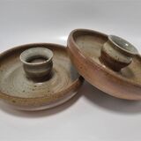 Pair of stoneware candlesticks