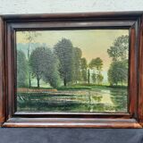 Tableau impressionniste, huile sur toile signée sonneville  + 4 cd neufs