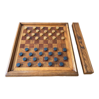 Old wooden checkers board