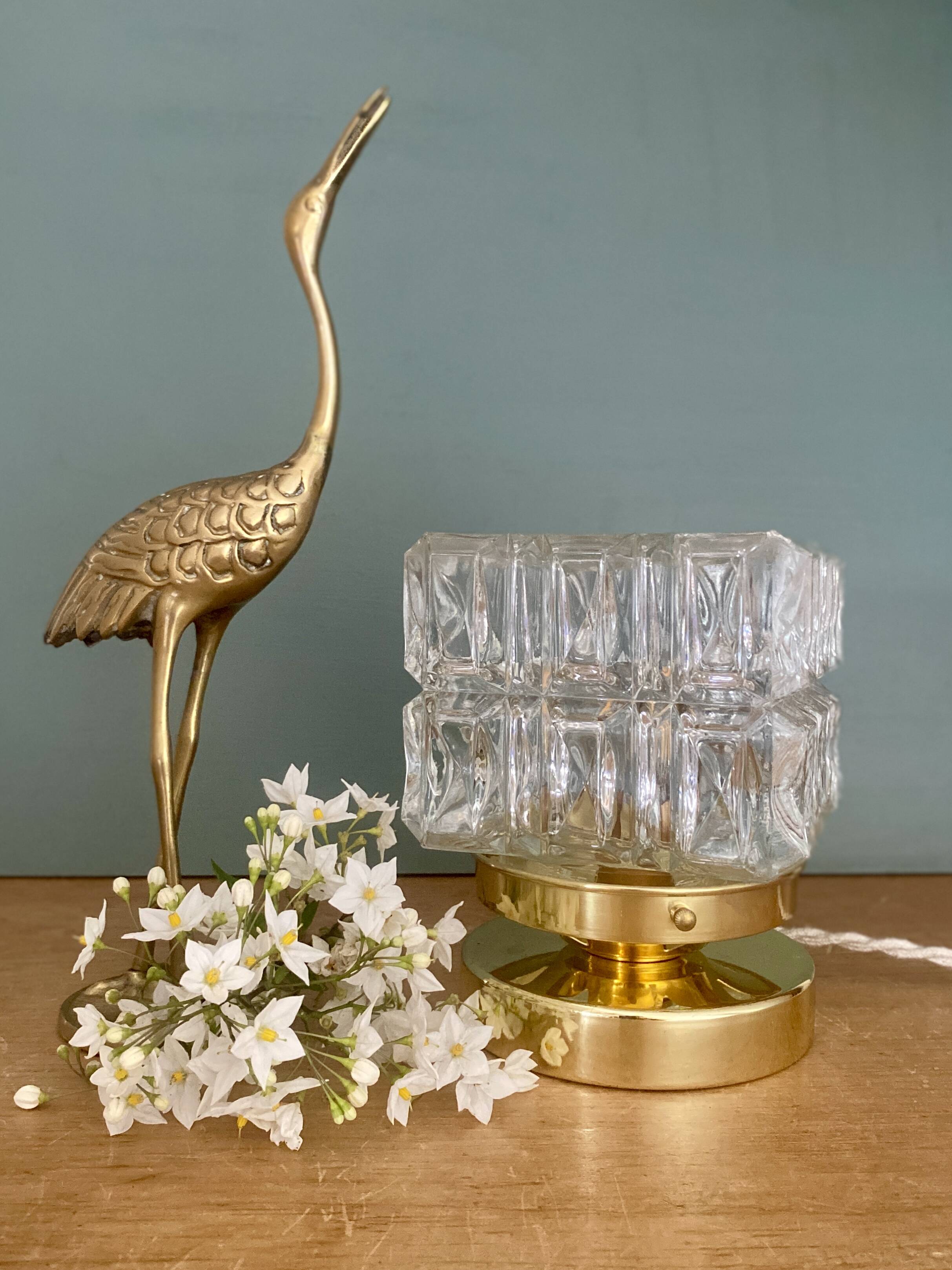 Vintage globe table lamp in molded glass