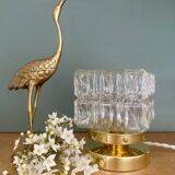 Vintage globe table lamp in molded glass