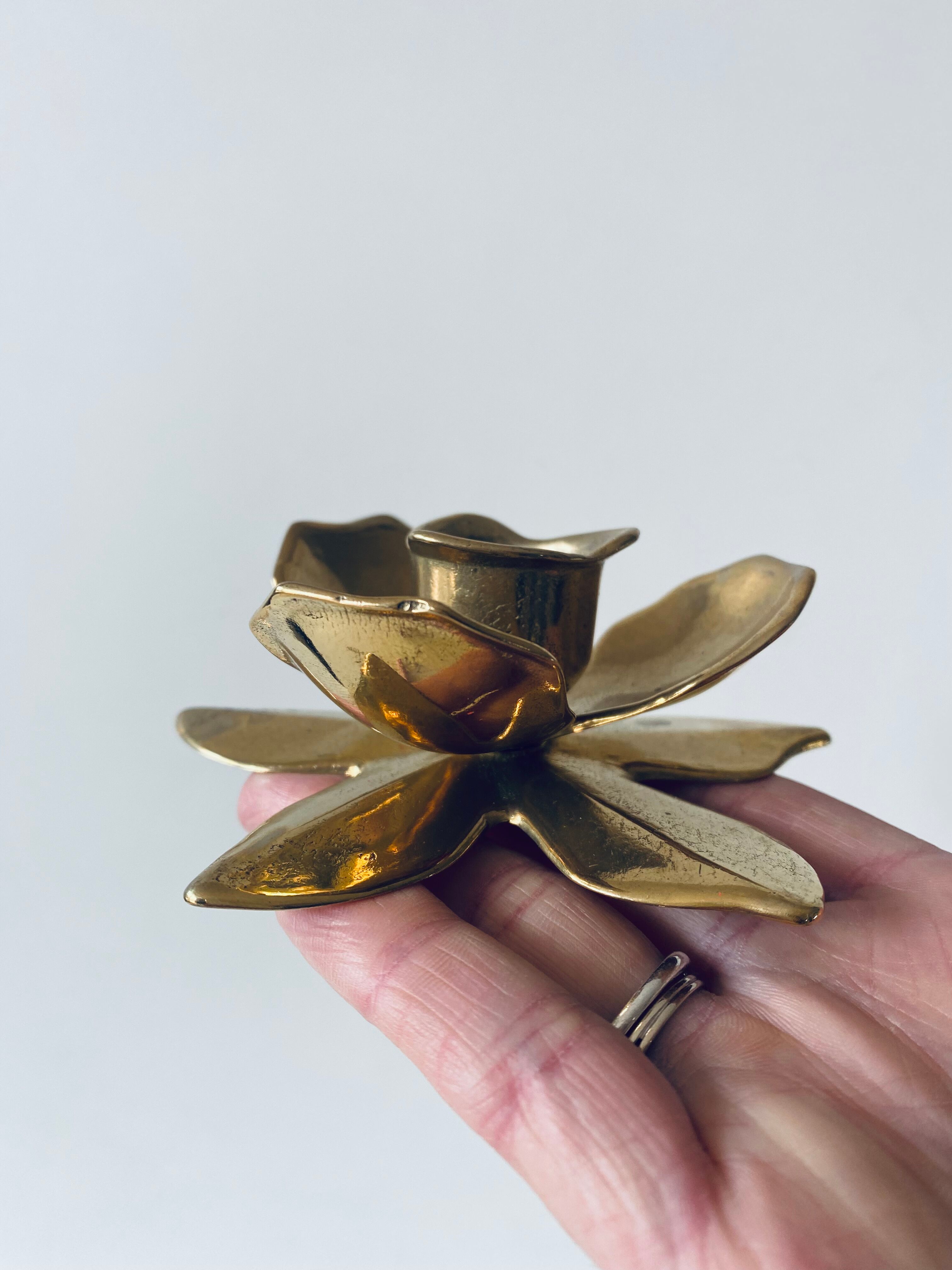 Brass flower candlestick