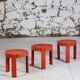 3 tables gigognes en plastique orange par Prisunic, 1970