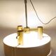 Italian 3-light suspension UFO brushed aluminium and golden brass 1970