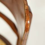 Chaise Art Déco des années 1940, chaise de cabinet Jacquard couleur or jaune tissu tapisserie d'ameublement géométrique Resto