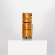 Cylindrical Pinewood Table Lamp In The Manner Of Hans-Agne Jakobsson, Sweden, Circa 1960S