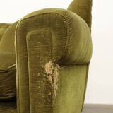 Vintage 3-seater velvet sofa, 1950s design, needs restoration, original