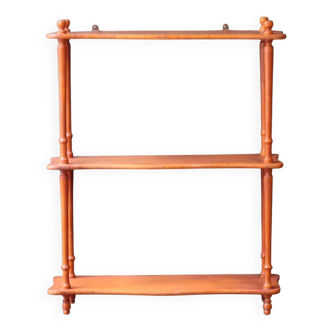 Antique turned wood wall shelf