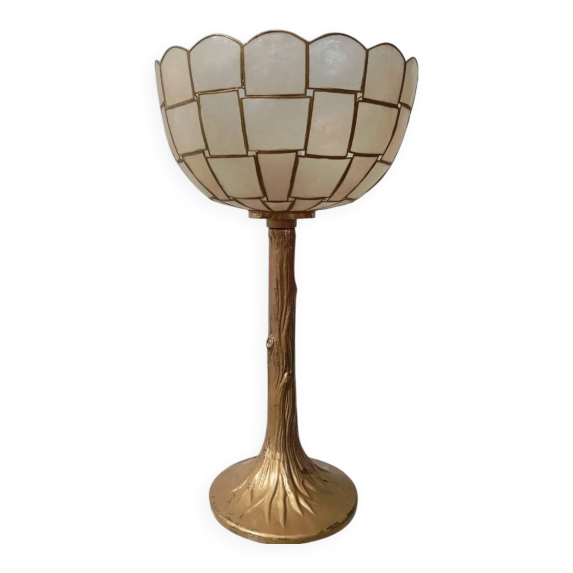 Gold metal and mother-of-pearl lamp from the 70s