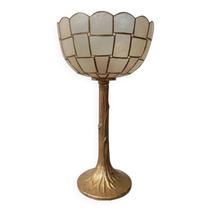 Lampe métal doré et - nacre