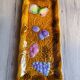 Vintage barbotine pocket dish from Salins les Bains, relief decoration of fruits.