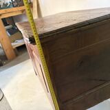 Antique rustic oak chest with original hardware and molded panels