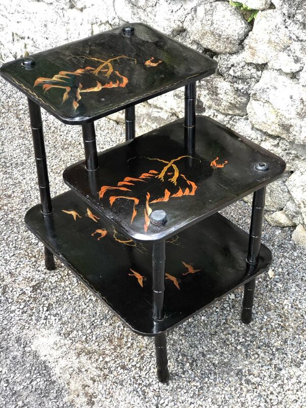 Etagere ancienne chinoise laquee noire napoleon iii