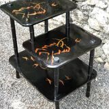 Antique chinese napoleon iii black lacquered shelf