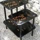 Antique chinese napoleon iii black lacquered shelf