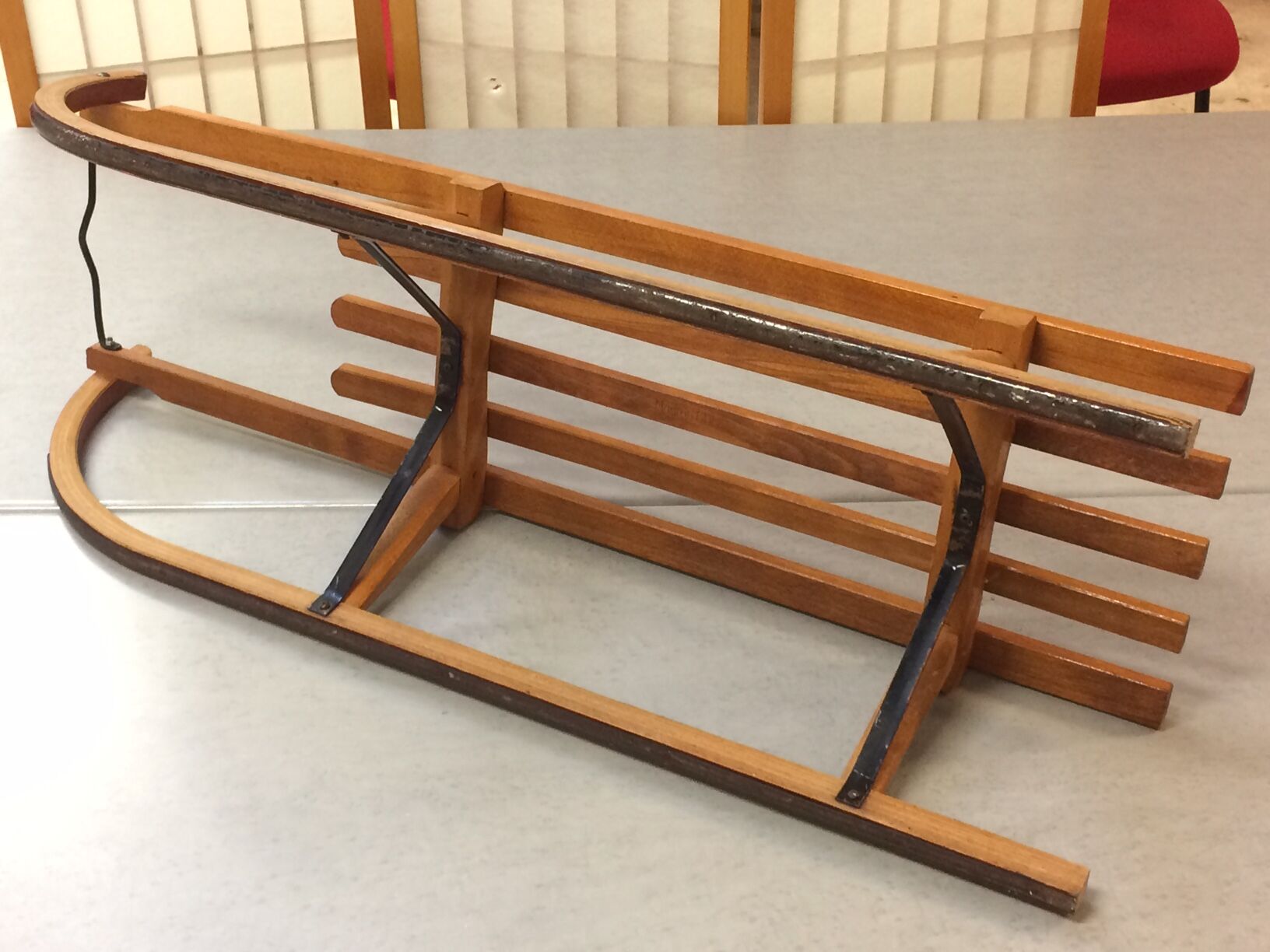 Vintage beech sledge Davos Germina 60/70 made in Gdr