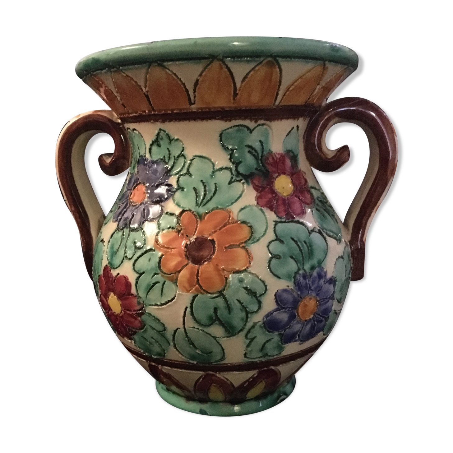 Cracked ceramic vase 1950 by Cerart Monaco