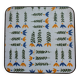 Vintage laminated wooden trivet with yellow, green, and blue flowers