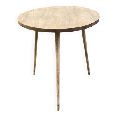 Table basse table d’appoint scandinave pieds compas rénovée en bois brut