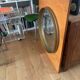 Vintage wall mirror — wood & brass finish (1970s)
