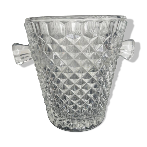 Seau à glace vintage en verre taillé
