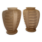 2 light pink opaline vases, art deco style