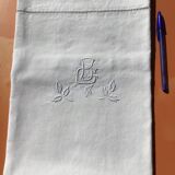 BG leaves embroidered linen pillowcase