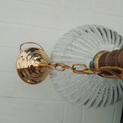 Suspension ball in thick striated glass design lighting year 1980 space age