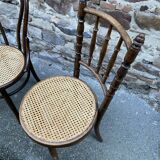 Set of 6 Thonet Fischel restaurant bistro chairs mismatch curved wood