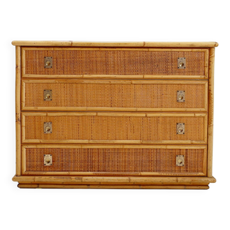 Commode Dal Vera en bambou et osier/rotin, Italie 1960s