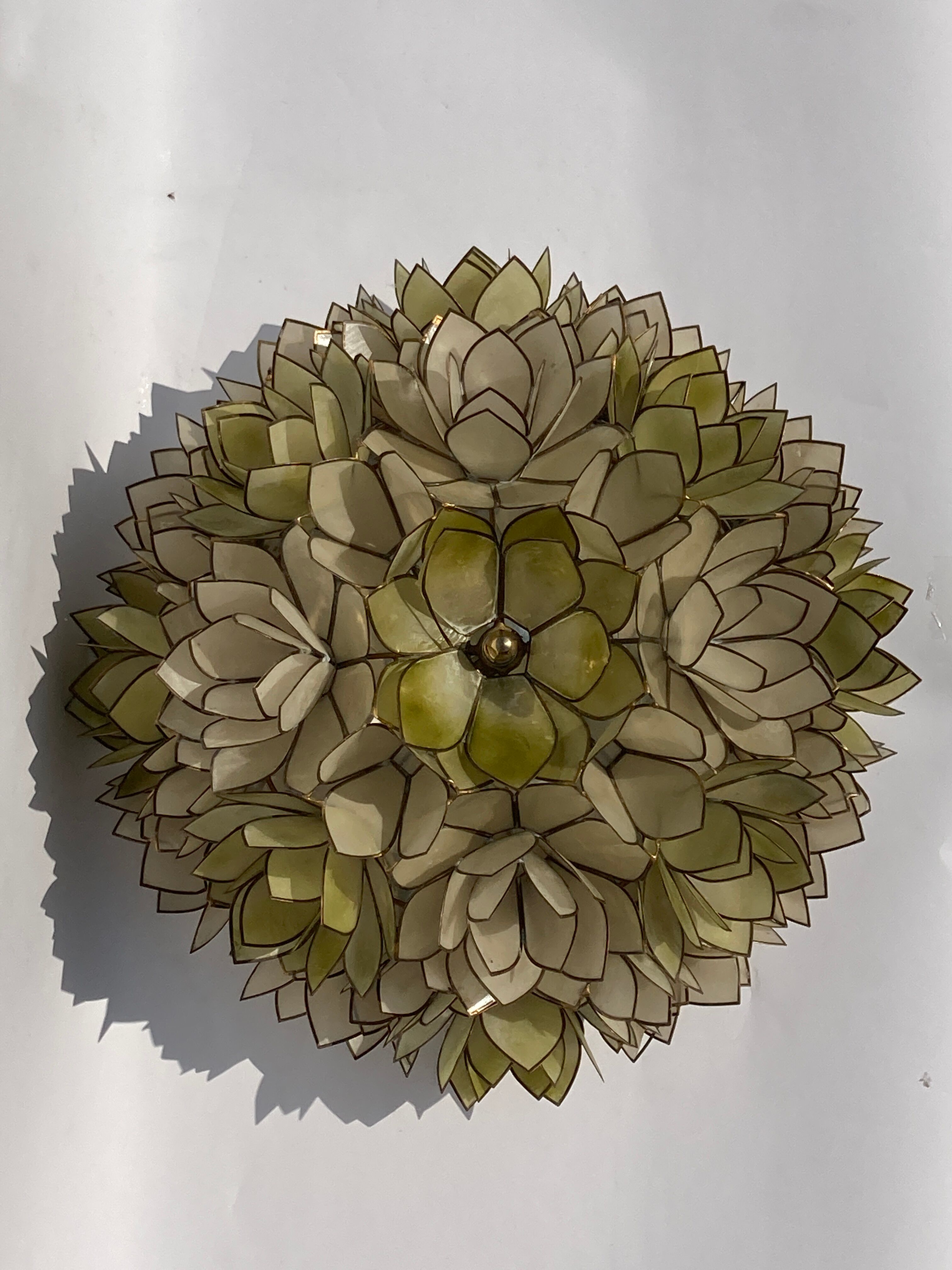 Capiz mother of pearl shell ceiling mount attributed to Rausch, Germany 1970s