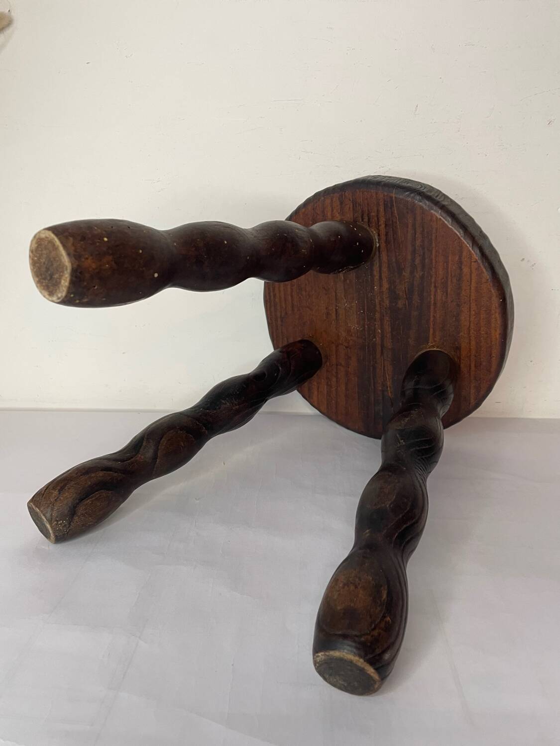 Brutalist wooden stool