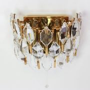 Pair of wall sconces in gilded brass and crystal by Palwa, Germany, 1970s.