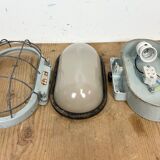 Industrial Cast Aluminium Wall Light with Milk Glass from Elektrosvit, 1970s