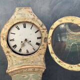 Antique mora clock long case, mint colour wood case 1800s