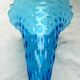 Napoleon III vase conical blue glass on cup and brass foot