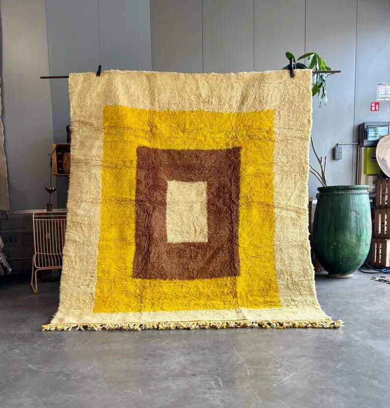 Moroccan Mrirt rug in luxury wool 200x250 cm - Handmade modern Berber rug - Wool rug for indoors