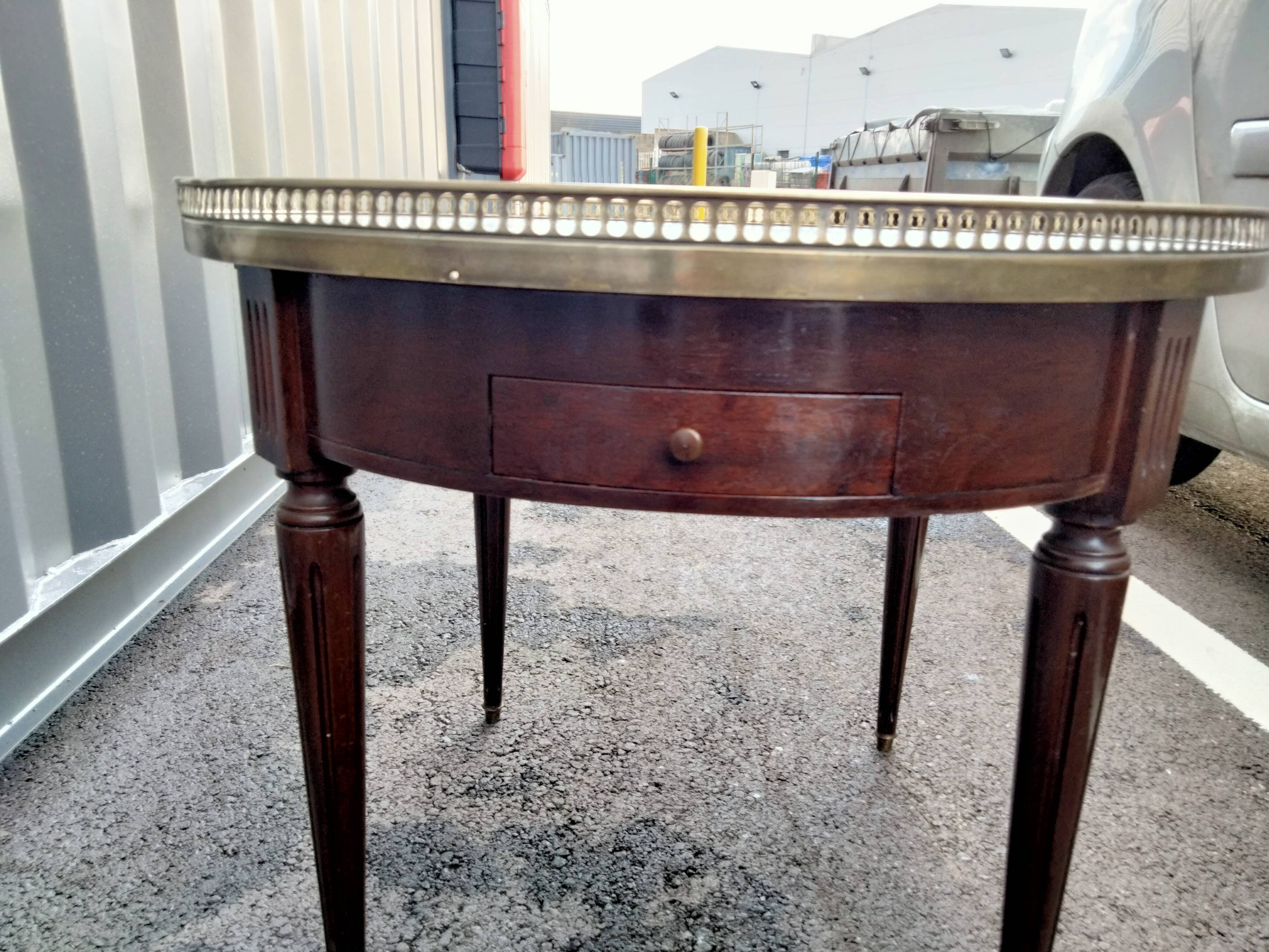 Coffee table hot water bottle marble top louis xvi old style