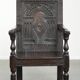 Antique English oak chair / wainscot chair from the 17th century