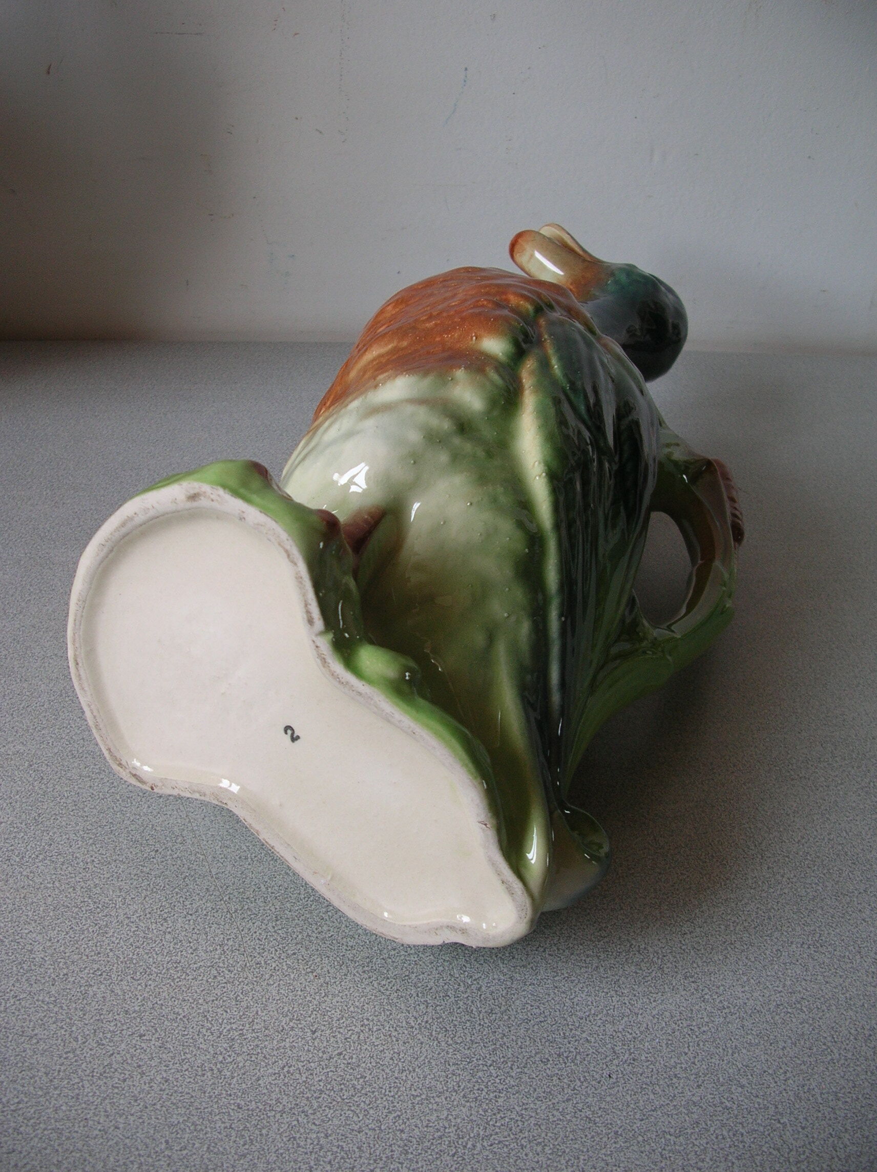 Old pitcher large duck Saint Clément ceramic slurry beautiful colors 33 cm n° 1